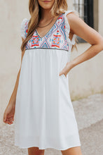 Ruffled Geometric V-Neck Sleeveless Dress