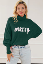Merry Embroidered High Neck Christmas Sweater