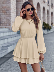 Delaney Round Neck Layered Mini Dress