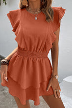 Textured Smocked Waist Layered Dress