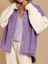 Aspen Cable-Knit Raw Hem Denim Jacket