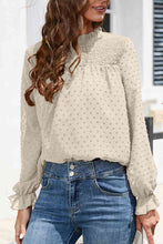 Stasia Smocked Mock Neck Swiss Dot Top