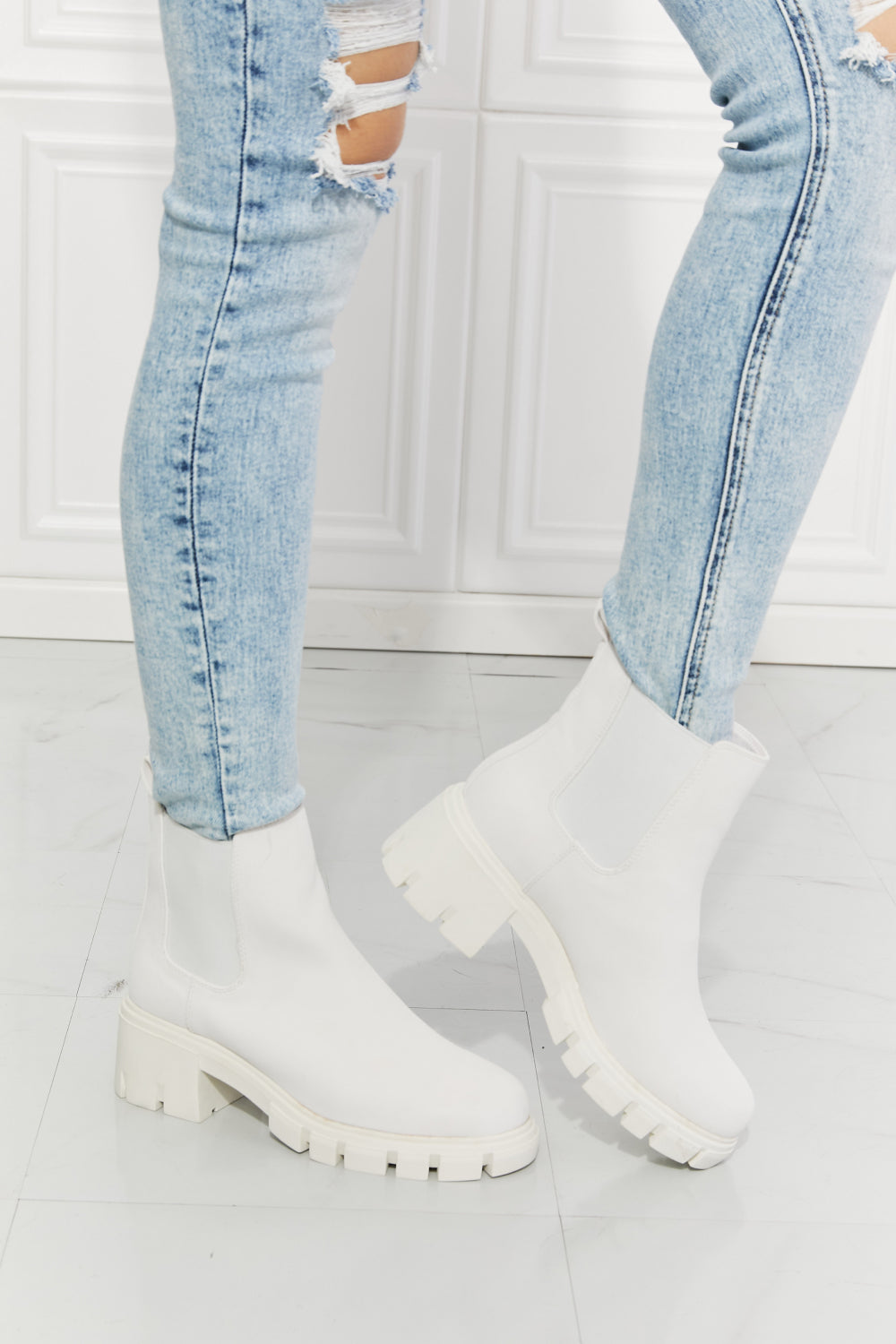 Work For It Matte White Chelsea Boots