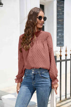 Stasia Smocked Mock Neck Swiss Dot Top