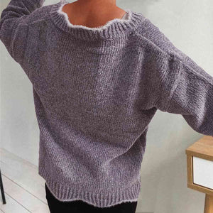 Zeta V-Neck Drop Shoulder Long Sleeve Sweater