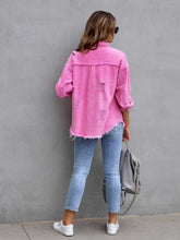 Camille Distressed Drop Shoulder Denim Jacket