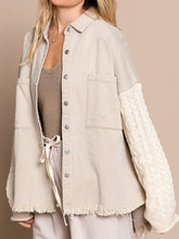 Aspen Cable-Knit Raw Hem Denim Jacket