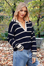 Micola Striped Collared Long Sleeve Sweater