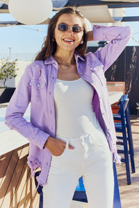 Distressed Lavender Denim Jacket