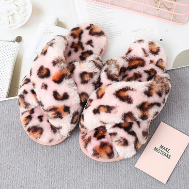 Journee Faux Fur Crisscross Strap Slippers
