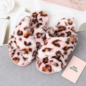 Journee Faux Fur Crisscross Strap Slippers