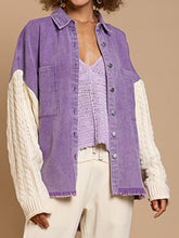 Aspen Cable-Knit Raw Hem Denim Jacket