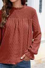 Stasia Smocked Mock Neck Swiss Dot Top