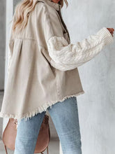 Aspen Cable-Knit Raw Hem Denim Jacket