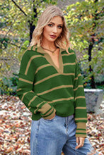 Micola Striped Collared Long Sleeve Sweater