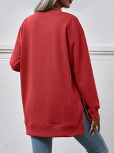 Gessica V-Neck Slit Long Sleeve Sweatshirt