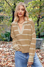 Micola Striped Collared Long Sleeve Sweater