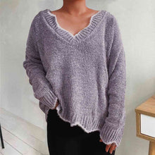 Zeta V-Neck Drop Shoulder Long Sleeve Sweater