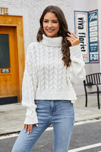 Eloisa Turtleneck Cable-Knit  Long Sleeve Sweater