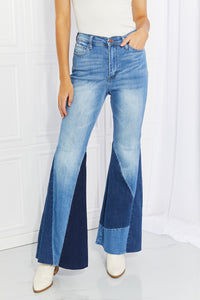 Sienna Full Size Color Block Flare Jeans