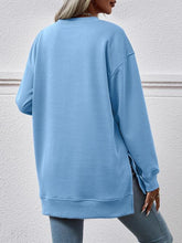 Gessica V-Neck Slit Long Sleeve Sweatshirt