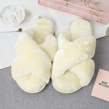 Journee Faux Fur Crisscross Strap Slippers