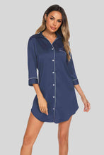 Vittoria Button Up Collared Neck Night Dress with Pocket