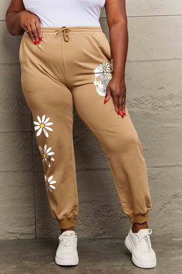 Flower & Skull Graphic Long Sweatpants