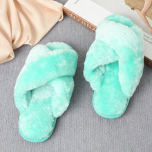 Journee Faux Fur Crisscross Strap Slippers