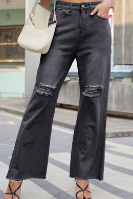Taylor Distressed Buttoned Loose Fit Jeans