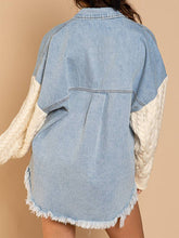 Aspen Cable-Knit Raw Hem Denim Jacket