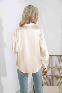 Lucia Lapel Collar Button Up Long Sleeve Shirt