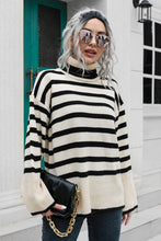 Aubree Striped Turtleneck Drop Shoulder Sweater