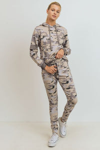 Pastel Camo Pullover Hoodie - Black Petunia Ct