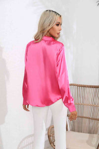 Lucia Lapel Collar Button Up Long Sleeve Shirt