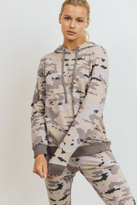 Pastel Camo Pullover Hoodie - Black Petunia Ct