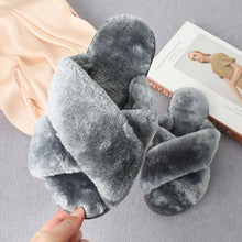 Journee Faux Fur Crisscross Strap Slippers
