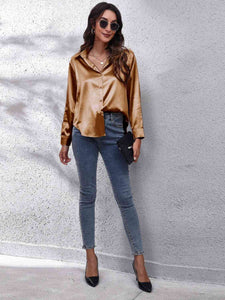 Luciana Collared Neck Buttoned Long Sleeve Shirt