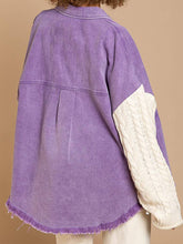 Aspen Cable-Knit Raw Hem Denim Jacket