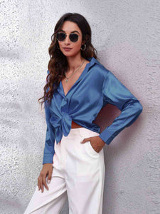 Luciana Collared Neck Buttoned Long Sleeve Shirt