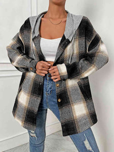 Kali Plaid Drawstring Hooded Jacket