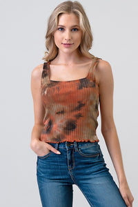 Tie Dye Ribbed Tank - Black Petunia Ct