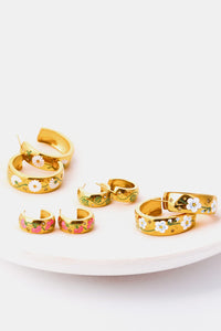 Flower Ring Shape C-Hoop Earrings