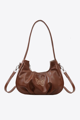 Paris Butterfly Graphic PU Leather Shoulder Bag