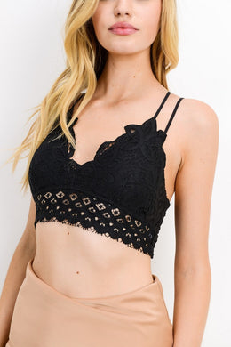 Floral Lace Scallop Hem Bralette - Black Petunia Ct