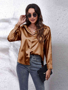 Luciana Collared Neck Buttoned Long Sleeve Shirt