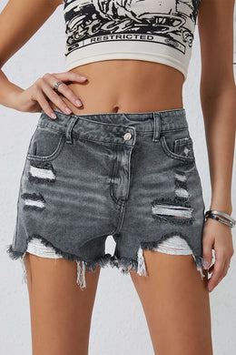 Lose Control Distressed Denim Shorts