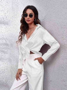 Luciana Collared Neck Buttoned Long Sleeve Shirt