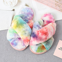 Journee Faux Fur Crisscross Strap Slippers