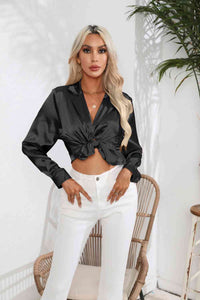 Lucia Lapel Collar Button Up Long Sleeve Shirt